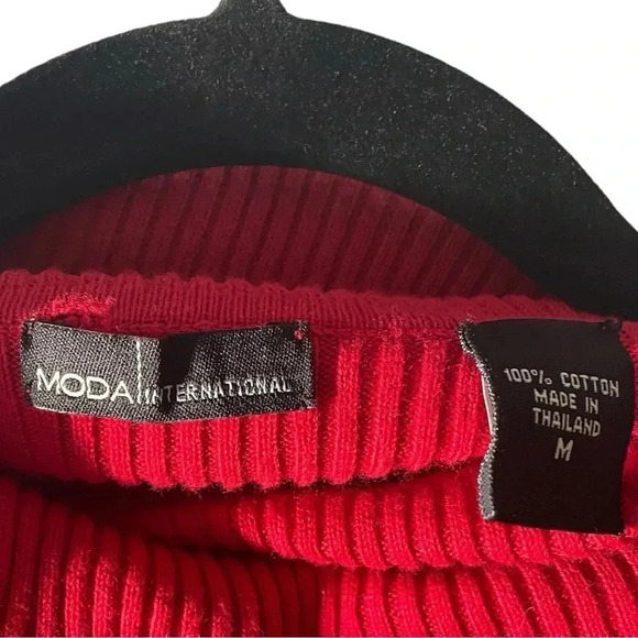 Moda‎ International Ribbed Red Turtleneck Sweater Women Size M - Picture 4 of 4